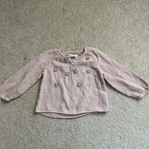 Zara Girls 4-5T Blush Pink Long Sleeve Blouse
